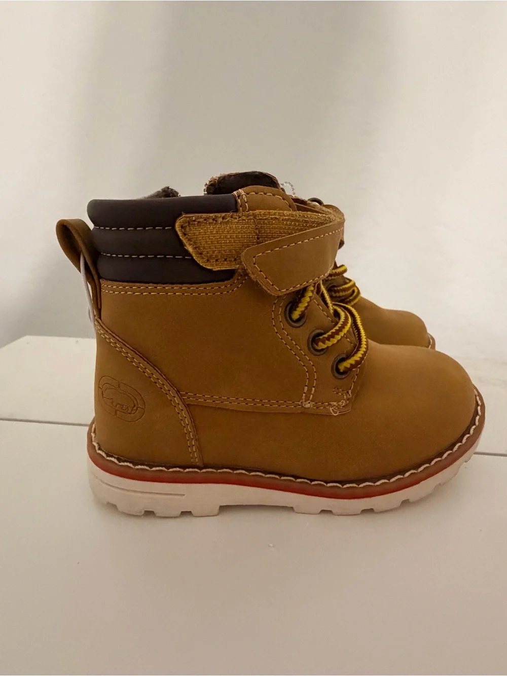 Echo Kids Tan Lace-Up Hook-and-Loop Boots